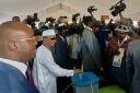 Chadian interim president Mahamat Deby Itno casts his ballot, in N’djamena, Chad, on Monday (AP)