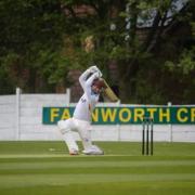 New skipper Ross Sutton in batting action. Picture by Farnworth CC