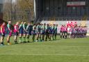 One minute's silence for Prince Philip, Duke of Edinburgh before kick-off in the Leigh Centurions v Huddersfield Giants Challenge Cup tie. Picture: Richard Walker