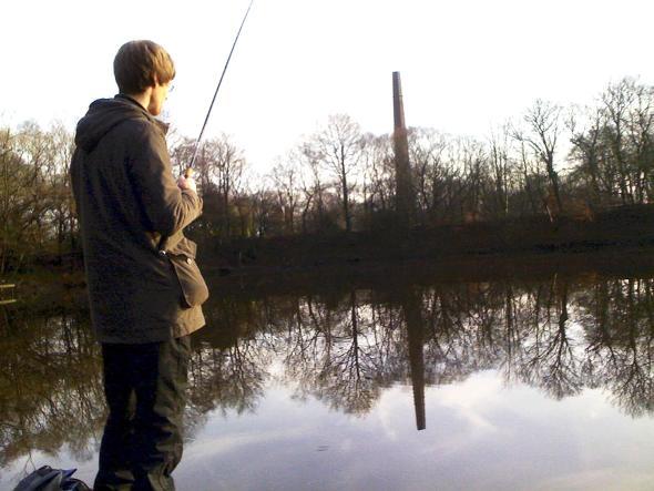 his picture by Adam Powell, of Bolton, shows his friend John Eden on his first visit to Victoria Lake at Barrow Bridge in Bolton. Adam says the day was perfectly still as can been seen by the reflection of the chimney on the water.