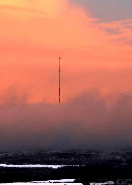 THE TV mast on Winter Hill looks just like a rocket breaking through the early morning mist from its launch site.
This great picture was taken by Kenneth Newbon at sunrise just before Christmas.