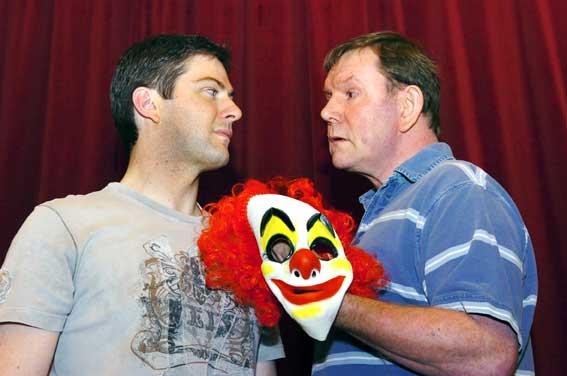 Jason Crompton and Alan Macpherson face off in rehearsals for Sleuth, by 
Anthony Shaffer.