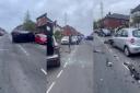 The aftermath of the crash was captured by stunned local residents