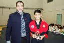 MAYOR: Cllr Faryad Hussain earlier this year with Minaam Ali at the Masters of Martial Arts Audley Club