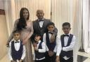 Tariq with his loving wife and four sons. From left; Zakariya, wife Sanchia, Samuel, Reece and Isaac