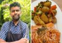 Mak Patel and his pan fried salmon on a coconut masala recipe