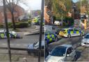 A van overturned following a police pursuit in Leigh this morning