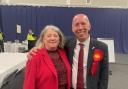 Jackie Schofield, a newly elected councillor for Bradshaw, with Labour Party leader Nick Peel.