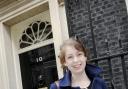 Elaine O’Flynn outside 10 Downing Street with our Let's Get Back on Track petition