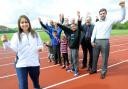 Natalie Kerr, with back, from left, parents Christine and Eric, Andy Eddy, chairman of the Transplant Games, Cllr Tony Connell, David Greenhalgh and Liam Thorp. Front, from left, cousins Dylan and Kaiden Kerr, and children Isabella and Brandon