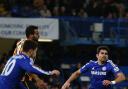 Chelsea's Diego Costa falls to the ground against Hull