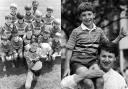 Steven (middle row far left) with the victorious 1991 High Lawn football team and right, with his dad Don, in 1988