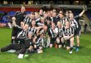 Atherton Collieries celebrate their Hospital Cup success at the Macron Stadium
