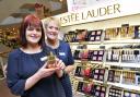 BEAUTY: Christina Collier and counter manager Alison Mitchell, at the Estee Lauder counter