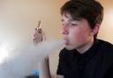 QUIT: Mason Dunn smoking an e-cig
