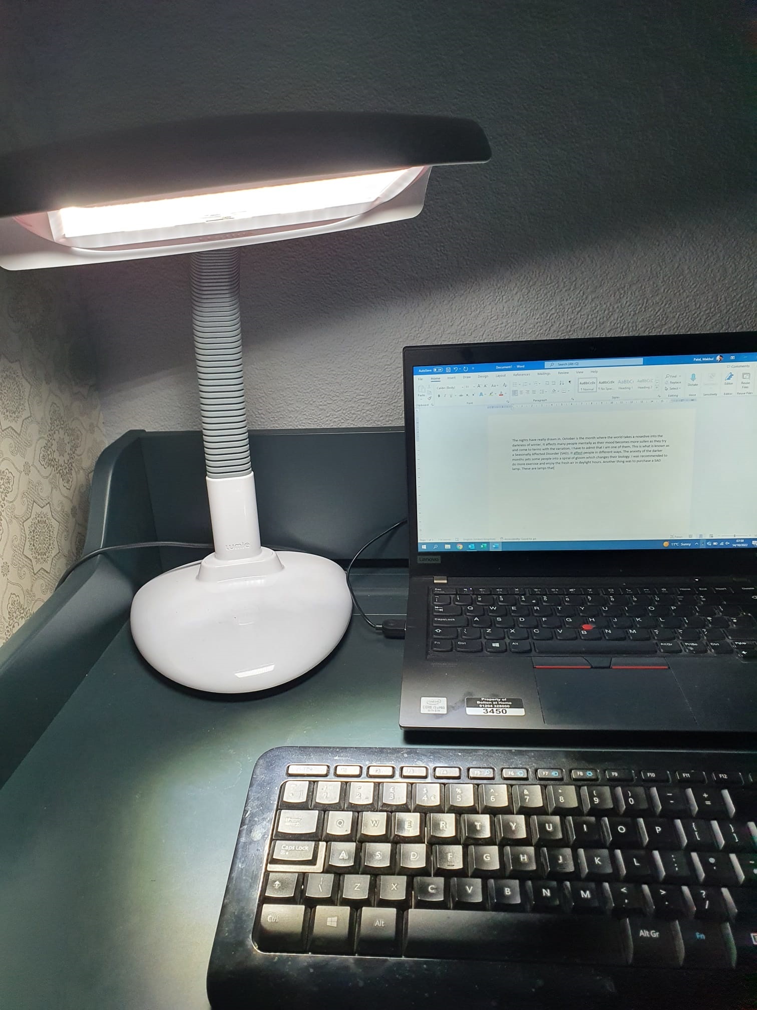 Maks work desk and lamp