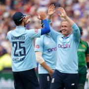 England’s Matt Parkinson celebrates the wicket of Pakistan’s Imam-ul-Haq
