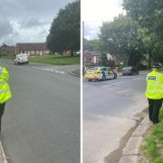 Police officers carrying out speed checks