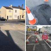 The burst water pipe caused a hole to appear, which remained in place for over two weeks