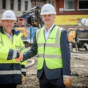 Bolton Council Leader, Cllr Nick Peel, visits the Central Street development with Darran Lawless of Placefirst, one of the developers working to transform our town centre.