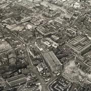 Bolton town centre from the air, 1981