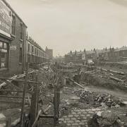 This photo gives an indication of the scale of the sewer collapse on Fylde Street in 1957