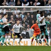 Derby County's Kane Wilson scores Derby's goal in the 78th minute