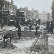 Deansgate repairs in Bolton of the 1920s