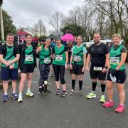 Lostockers at the Wigan half-marathon - Martin Smith, Jo McManus, Rachel Stevens, Karen Taylor, Louise Read, Paul Lacey and Hazel Hatfield