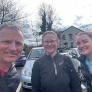 Winter Hill Runners trio Albert Sunter, Melissa Anglesea and Abigail Sunter at the Two Crosses event