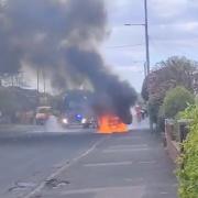 Car on fire on Manchester Road in Westhoughton