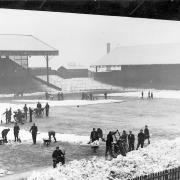No insubordination here from Wanderers fans as they answered the call to clear the Burnden Park pitch of snow back in the 1950s