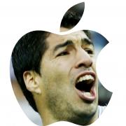BITING BACK Luis Suarez is facing a long ban but a career path in the meantime could see him advertise Apple products if the logo is anything to go by