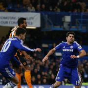 Chelsea's Diego Costa falls to the ground against Hull