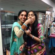 Mum Dipika Patel and daughter Astha Patel enjoying the selection of food at Sharad Purnima Na Garba