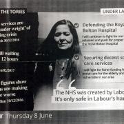 Letter sent to a Bolton address with Labour propaganda in an NHS stamped letter.