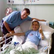 Cancer victim Brian Stevens when he was visited by Sam Allardyce in Bolton Hospice