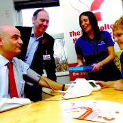 ASSESSMENT: From left, NHS bosses Tim Evans and David Fillingham with health workers Jenny Smith and Glynis Firth