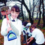 TREES COMPANY: Pupil Jade Sharples, aged 12, who helped to plant the saplings
