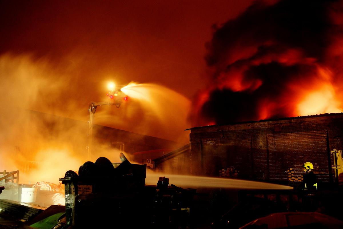 Huge fire at Daly Plastics at the Horwich Loco Works site. Pictures by Greater Manchester Fire and Rescue Service.