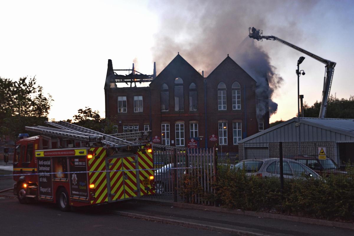 Huge fire at former Clarendon Primary School building in Great Lever. Picture by Jon Stone.