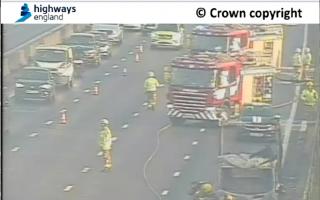 Lanes closed on M6 due to van fire