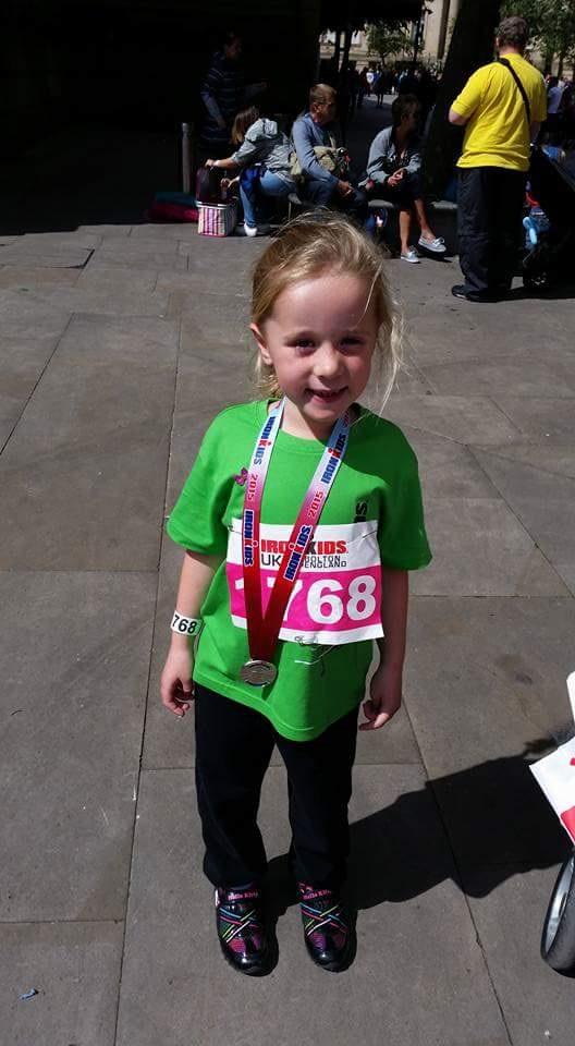 Six-year-old Tia Kirkman, from Westhoughton, after taking part.