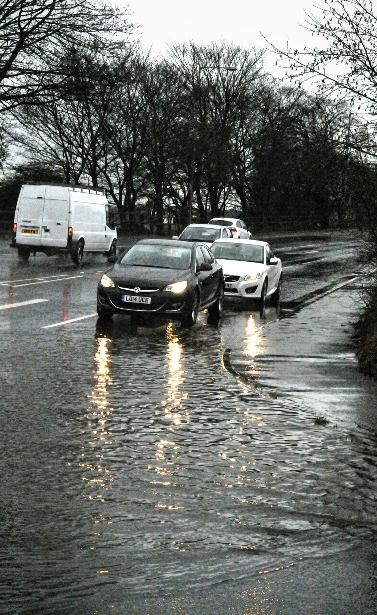 The flooded A6 at Blackrod during torrential rain