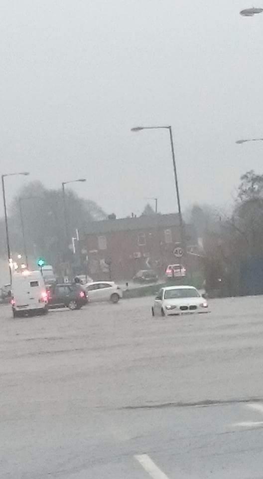 Flooding at Beehive roundabout in Horwich