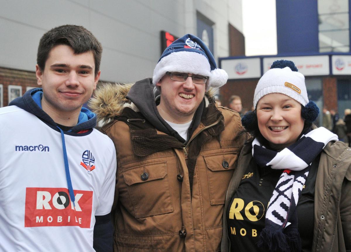 Bolton Wanderers fans at the Macron Stadium ahead of the 1-0 victory over Blackburn Rovers