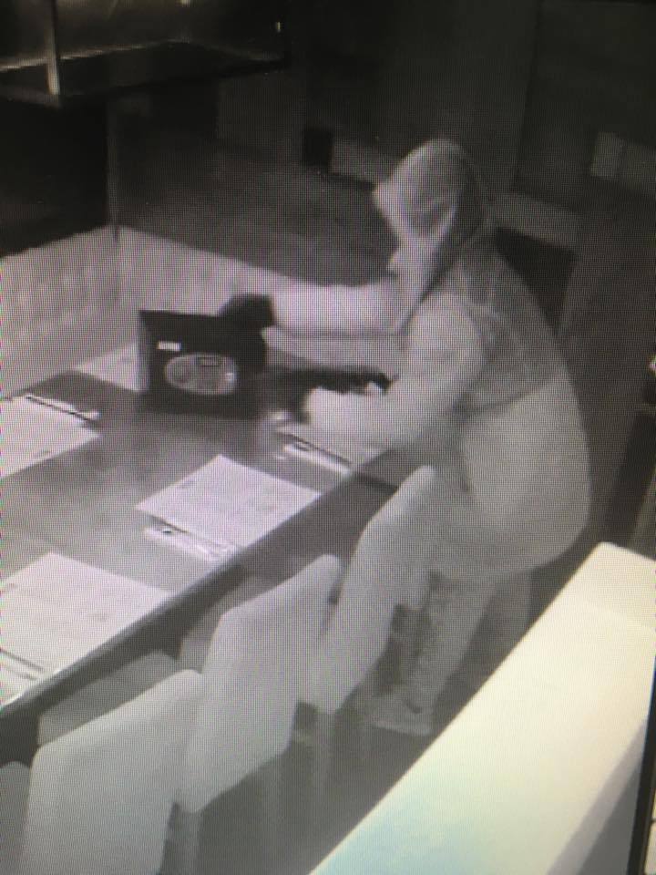 CCTV of thief breaking into burger restaurant before stealing small safe and hundreds of pounds in cash