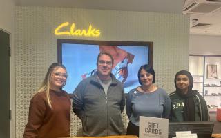 Richard Sharkey with his Clarks Bolton employees
