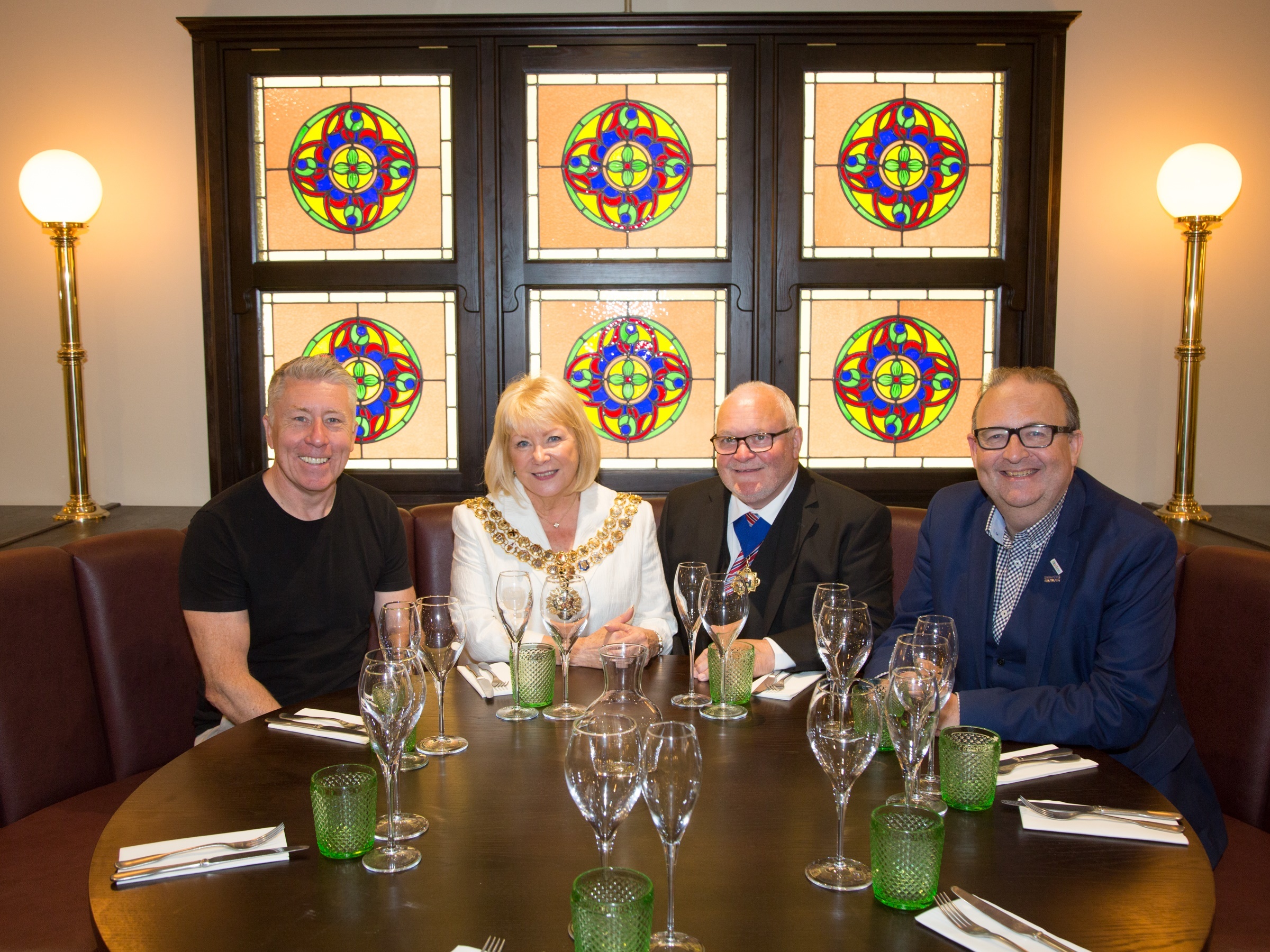 DINING: Paul Heathcote Paul Heathcote (left) welcomes the Mayor of Bolton, Cllr Hilary Fairclough; the Mayor?s Consort, Don Fairclough, and the Leader of the Council, Cllr David Greenhalgh to The Northern