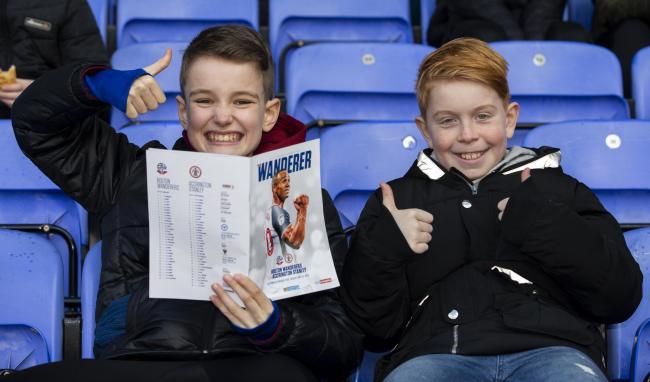 Young Wanderers fans at the last game at the UniBol with fans against Accrington